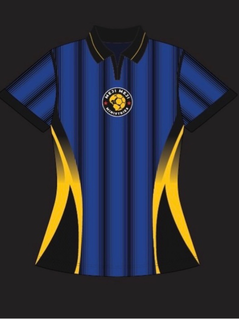 Blue and Yellow Striped Sports Jersey